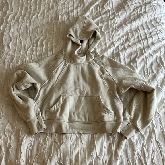 lululemon athletica Tops - Lululemon Cropped Cream Hoodie Sweater
